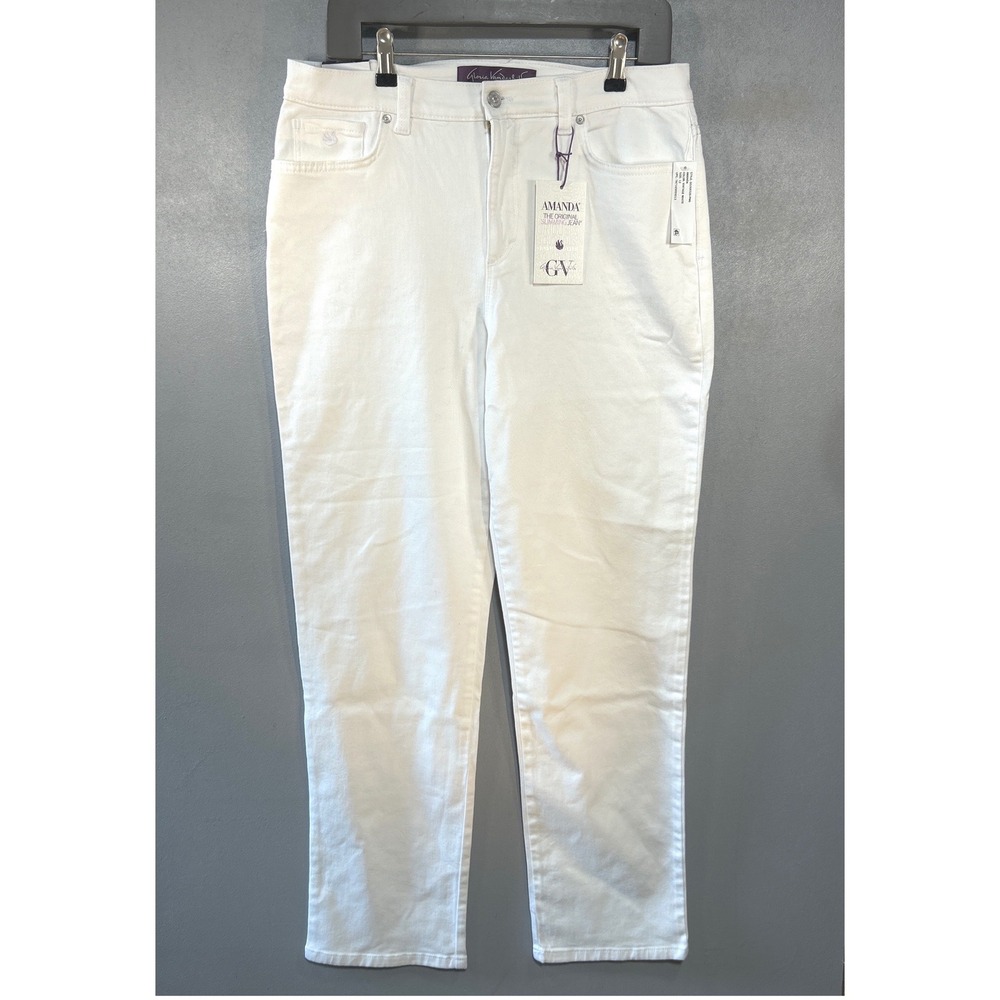 Gloria Vanderbilt Amanda High Rise Straight Leg Jeans White Size 12 NWT